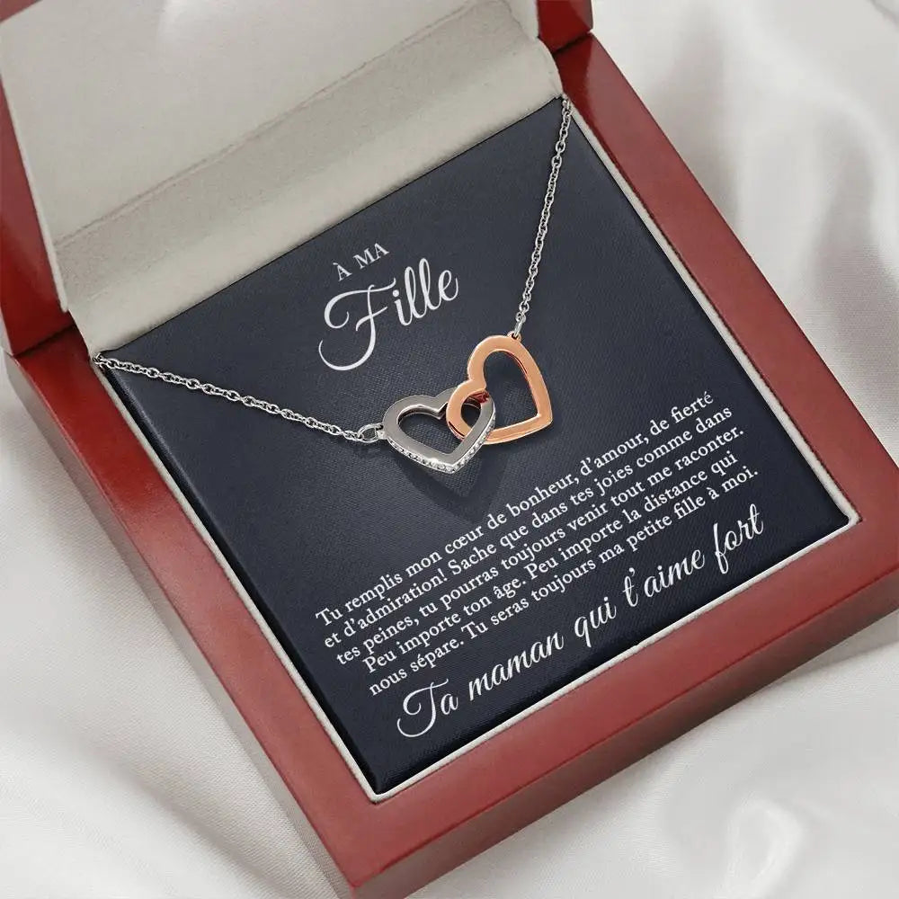 Collier coeurs enchevêtrés "À ma fille"