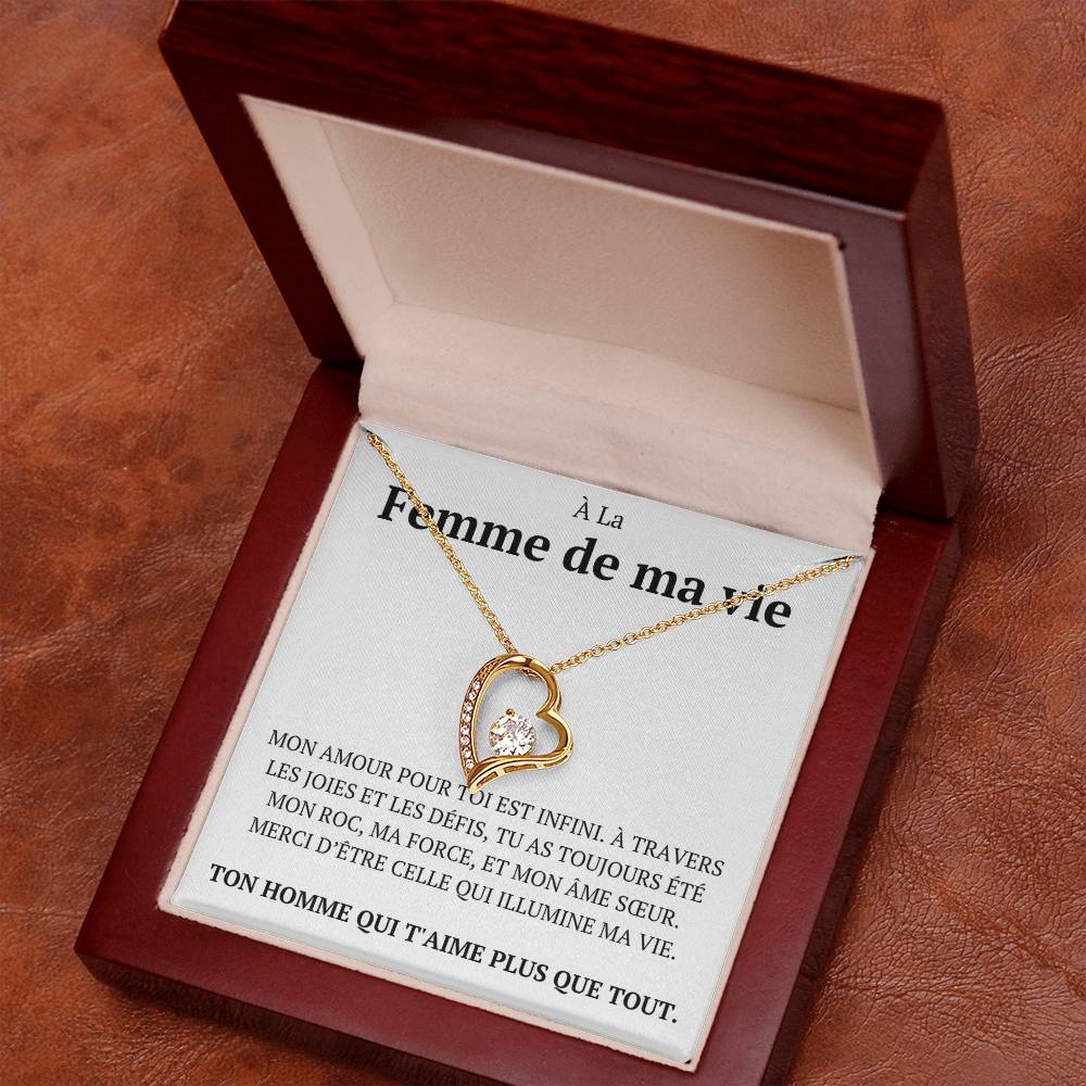 Collier avec un message d'amour "Mon amour pour toi est infini"