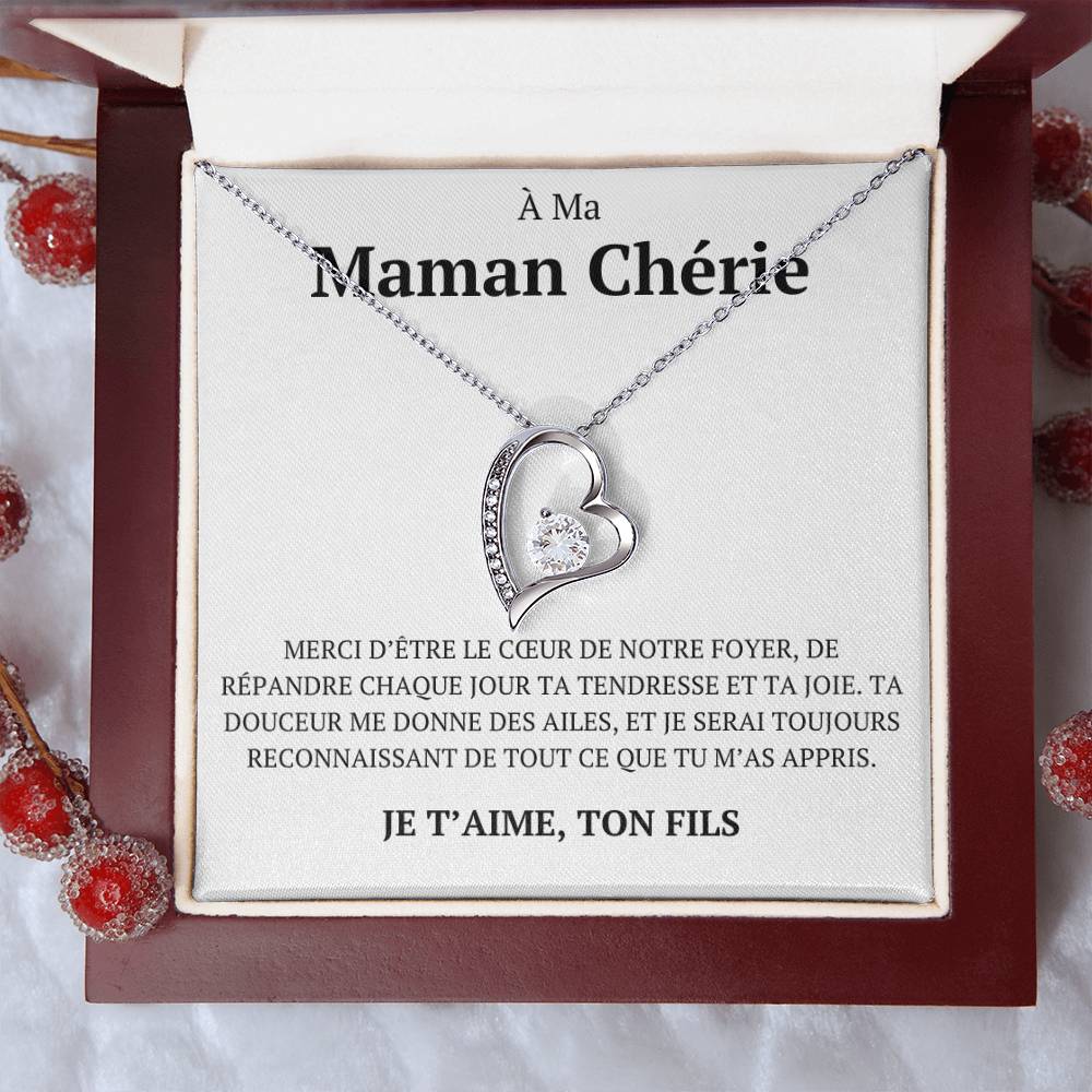 Collier d'amour "À ma maman, merci d'être, ton fils"