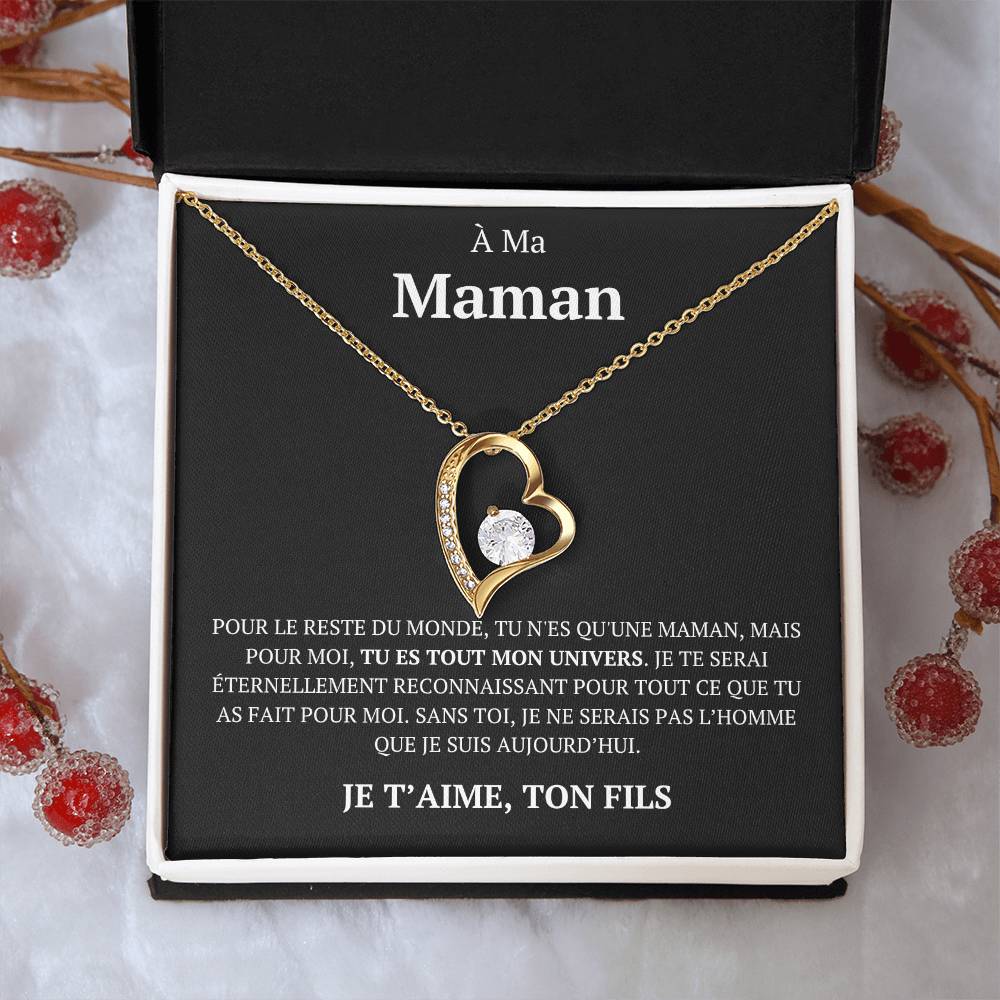 Collier avec mot d'amour "Pour le reste du monde, ton fils"