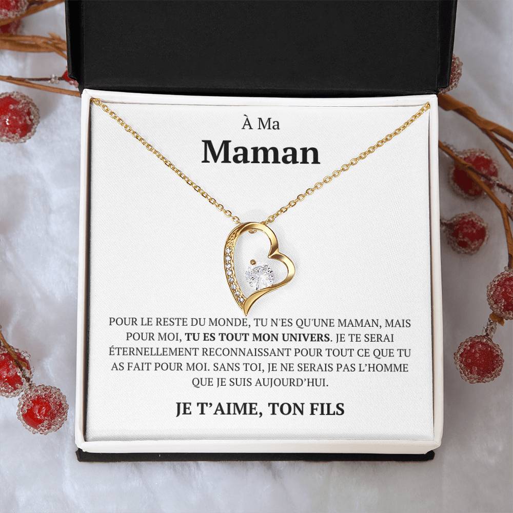 Collier d'amour "À ma maman, pour le reste du monde, ton fils"