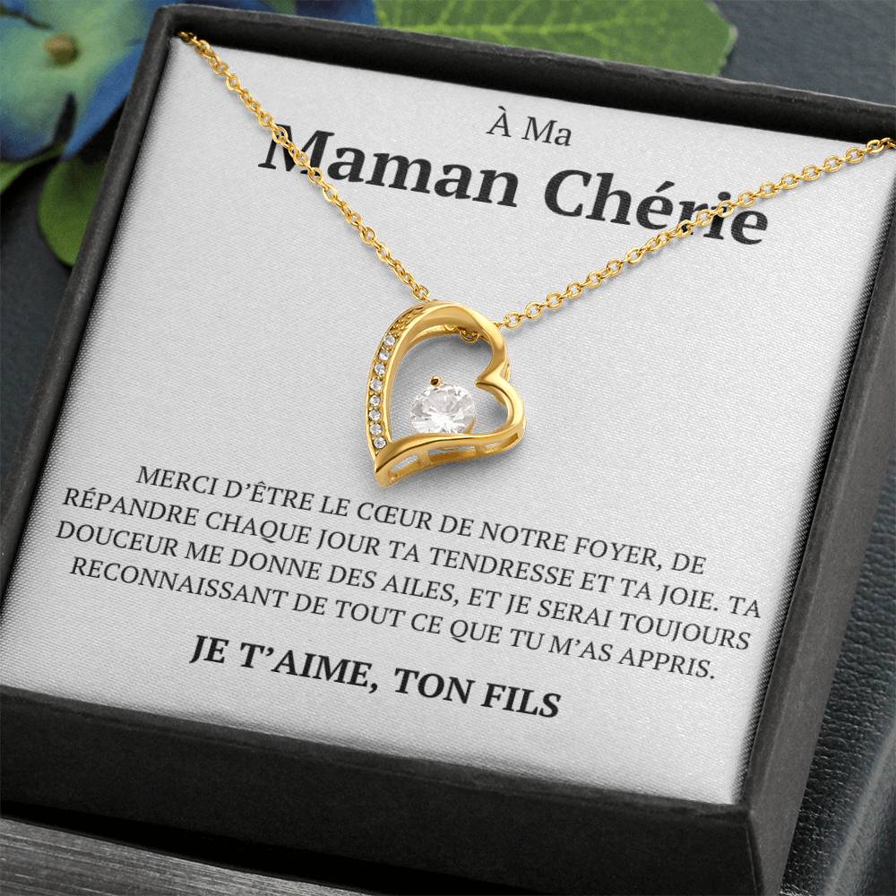 Collier d'amour "À ma maman, merci d'être, ton fils"