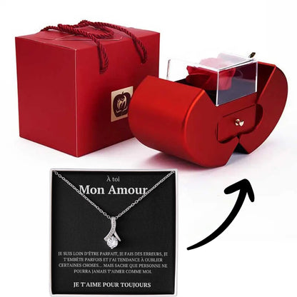 Coffret rose infinie avec collier et message secret "À toi mon amour"