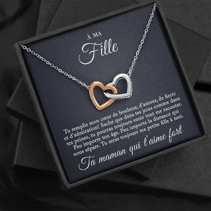 Collier coeurs enchevêtrés "À ma fille"