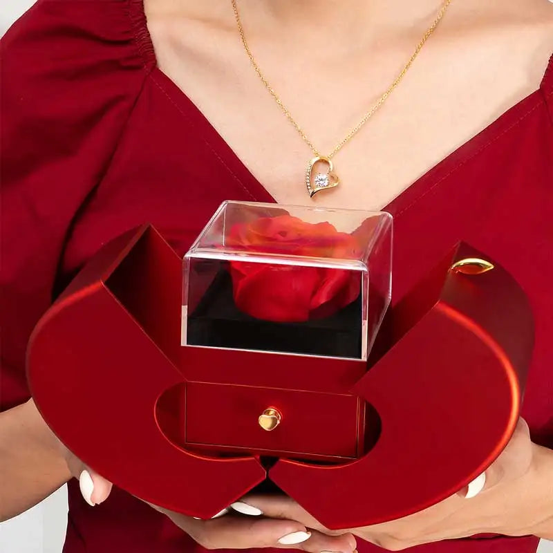 Coffret rose infinie avec collier et message secret "À toi mon amour"