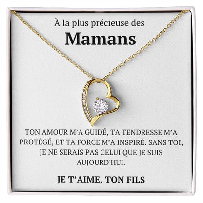 Collier avec un message d'amour "À la plus précieuse des mamans"