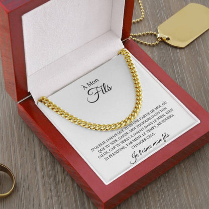 Chaine en maille avec message d'amour "À mon fils - n'oublie jamais que"