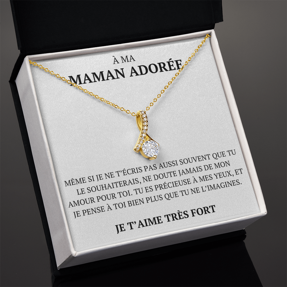 Collier avec un message personnalisé "À maman adorée"