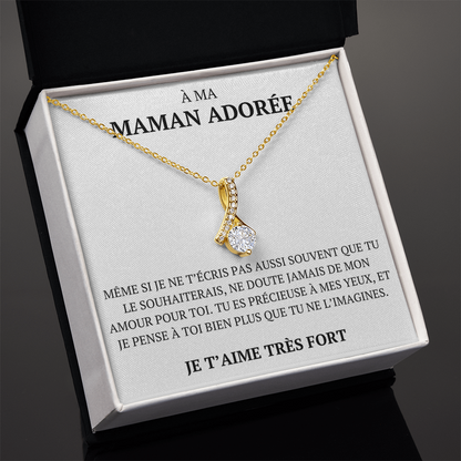 Collier avec un message personnalisé "À maman adorée"