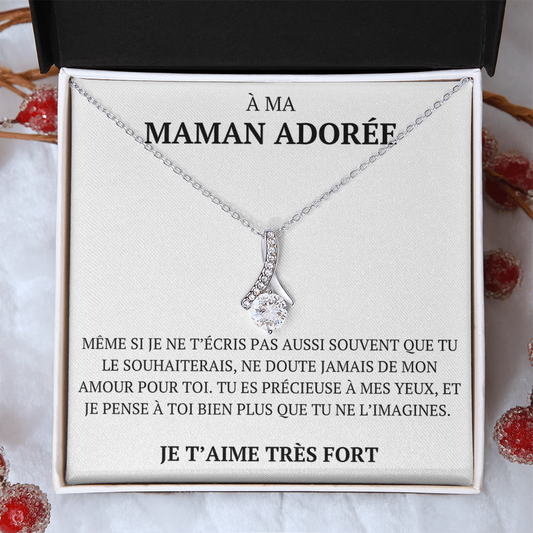 Collier avec un message personnalisé "À maman adorée"