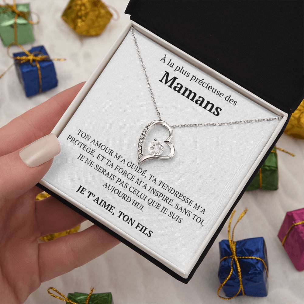 Collier avec un message d'amour "À la plus précieuse des mamans"