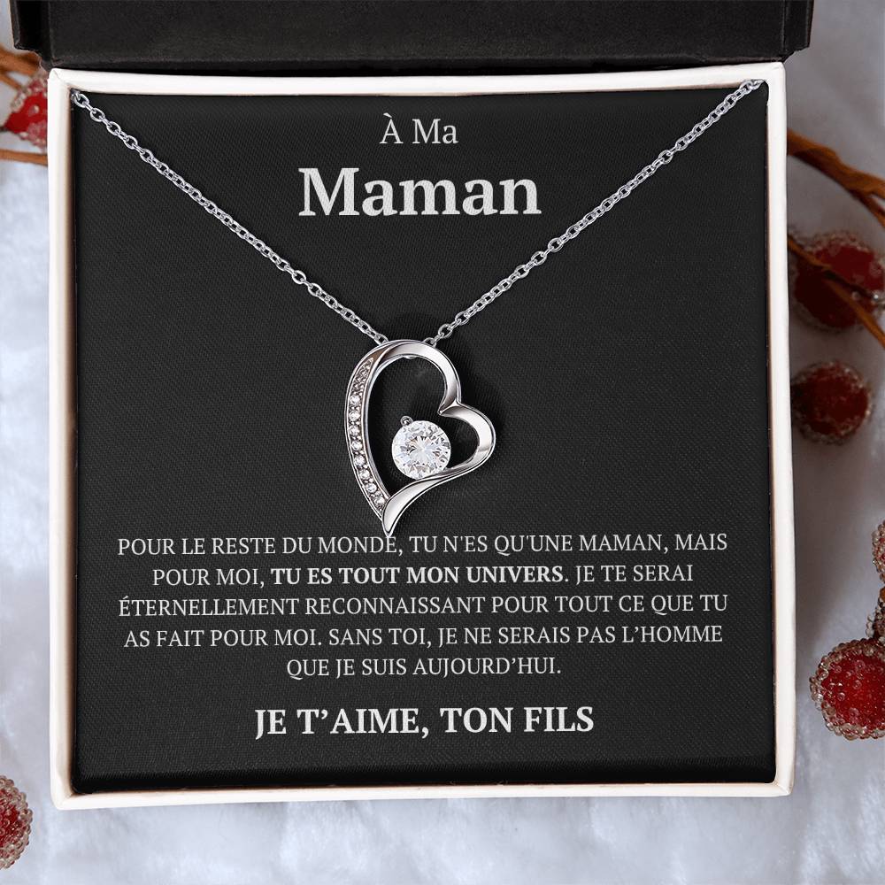 Collier avec mot d'amour "Pour le reste du monde, ton fils"