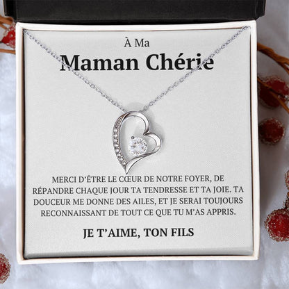 Collier d'amour "À ma maman, merci d'être, ton fils"