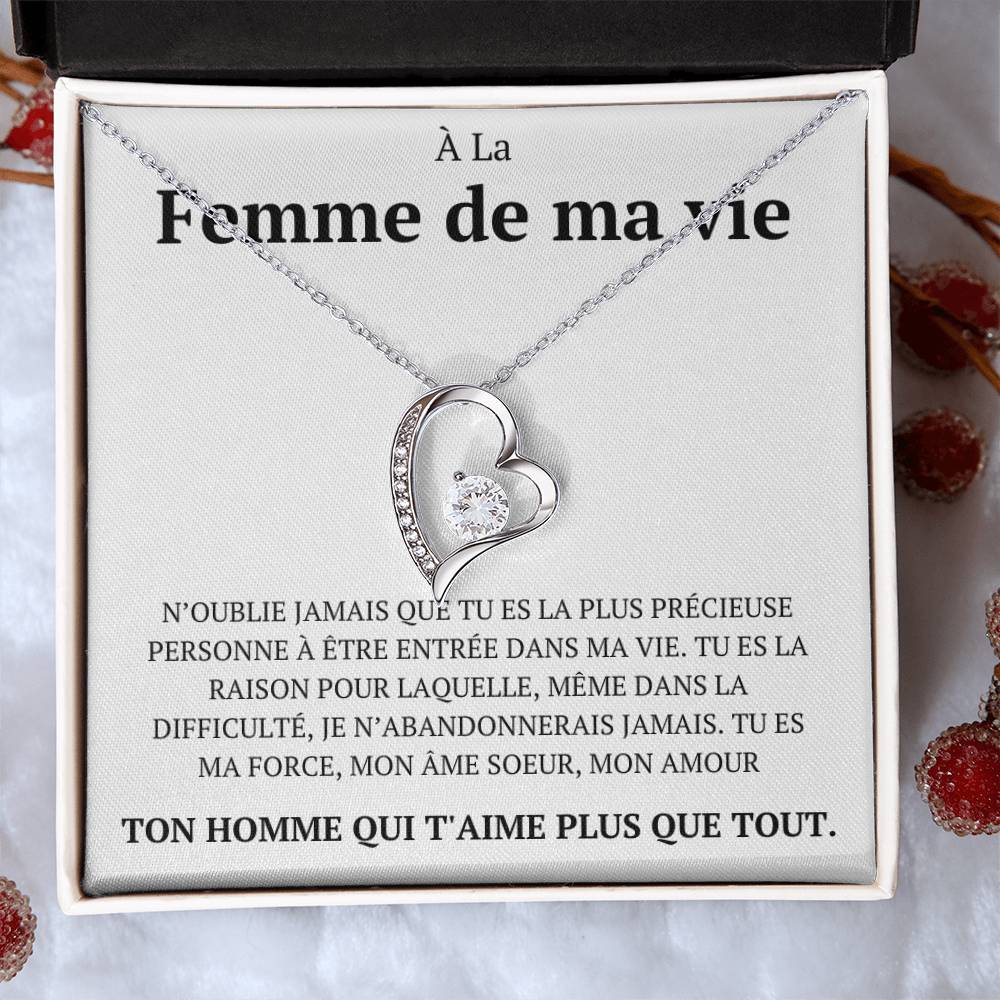 Collier avec un message d'amour "N'oublie jamais que tu es la plus précieuse"