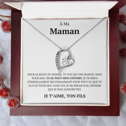 Collier d'amour "À ma maman, pour le reste du monde, ton fils"