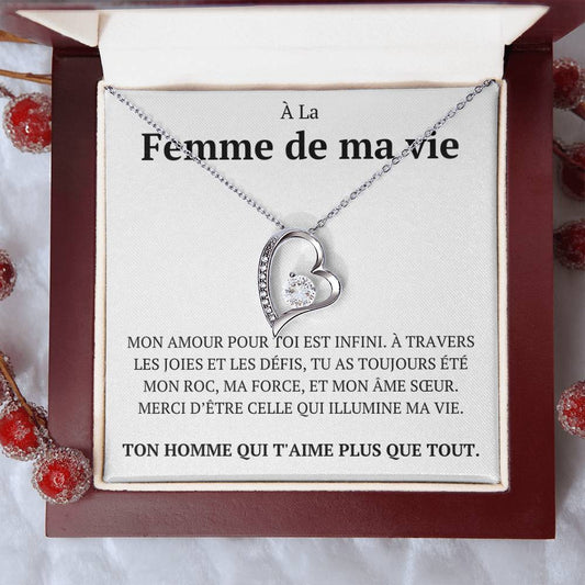 Collier avec un message d'amour "Mon amour pour toi est infini"