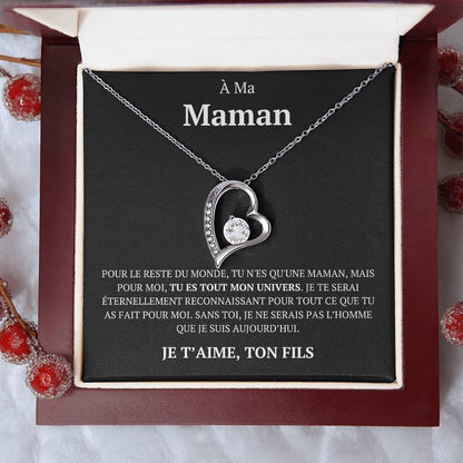 Collier avec mot d'amour "Pour le reste du monde, ton fils"