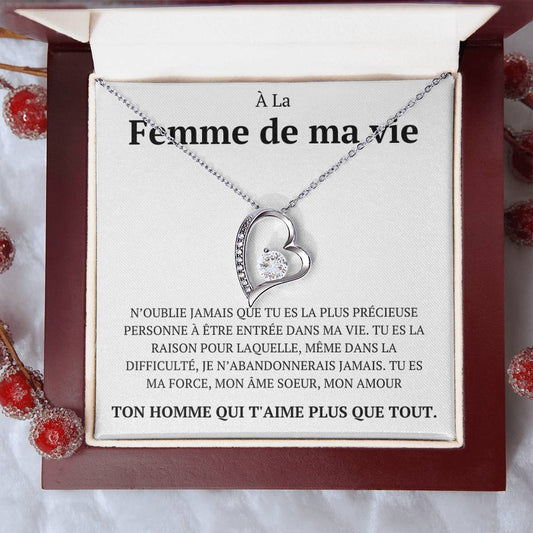 Collier avec un message d'amour "N'oublie jamais que tu es la plus précieuse"