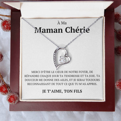 Collier d'amour "À ma maman, merci d'être, ton fils"