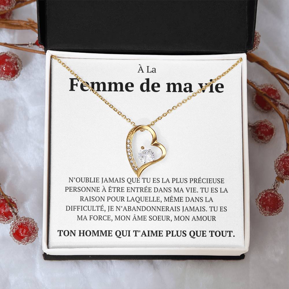 Collier avec un message d'amour "N'oublie jamais que tu es la plus précieuse"
