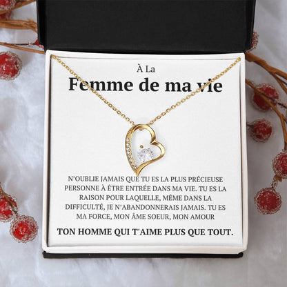 Collier avec un message d'amour "N'oublie jamais que tu es la plus précieuse"