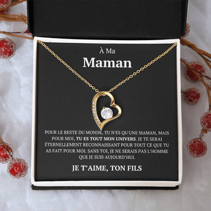 Collier avec mot d'amour "Pour le reste du monde, ton fils"