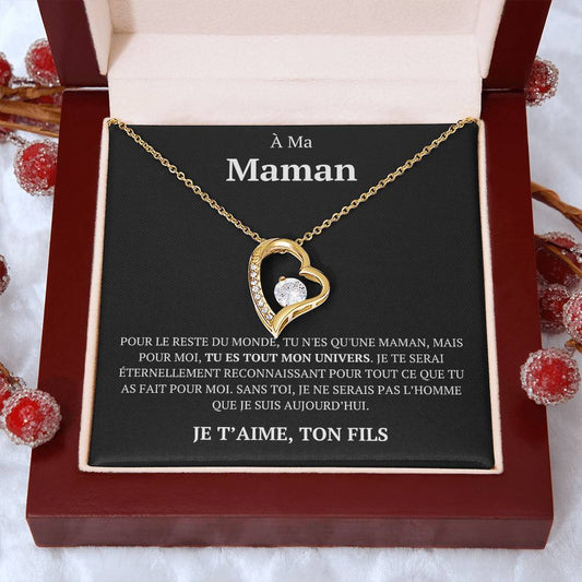 Collier avec mot d'amour "Pour le reste du monde, ton fils"