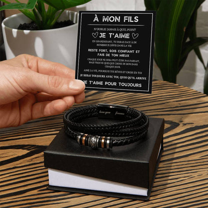 Bracelet avec message d'amour "À mon fils - n'oublie jamais que"