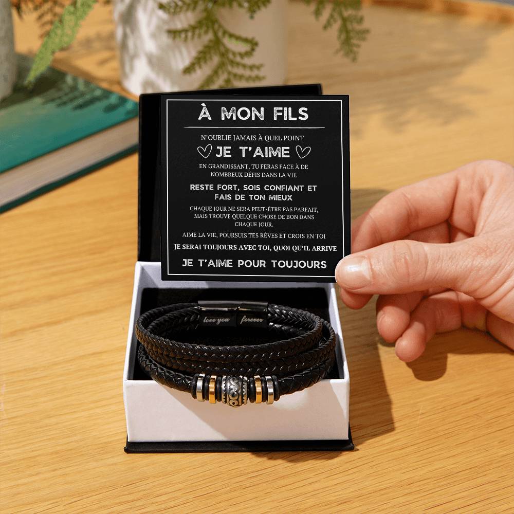 Bracelet avec message d'amour "À mon fils - n'oublie jamais que"