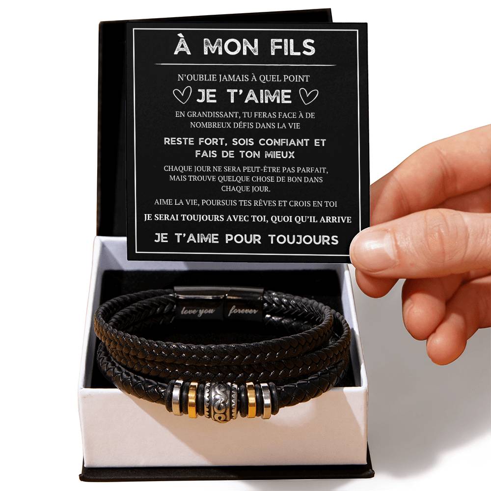 Bracelet avec message d'amour "À mon fils - n'oublie jamais que"