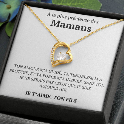 Collier avec un message d'amour "À la plus précieuse des mamans"