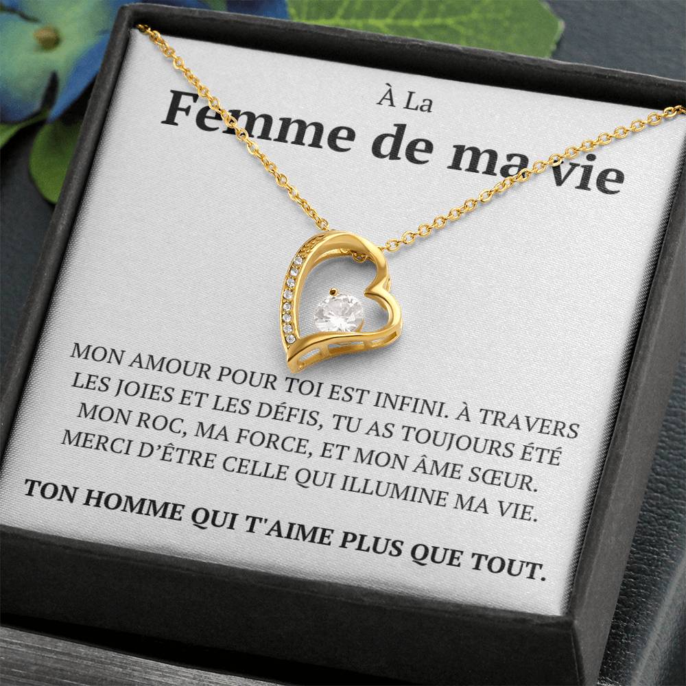 Collier avec un message d'amour "Mon amour pour toi est infini"