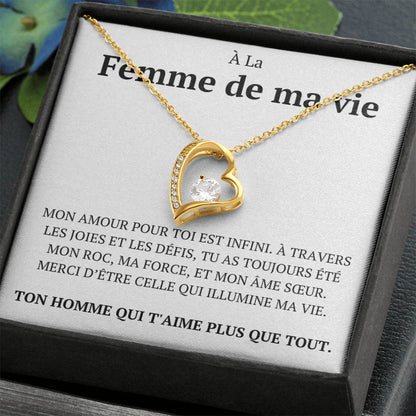 Collier avec un message d'amour "Mon amour pour toi est infini"