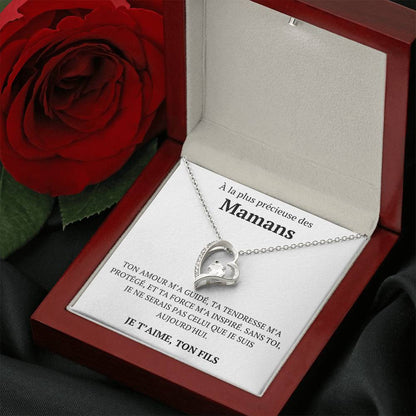 Collier avec un message d'amour "À la plus précieuse des mamans"