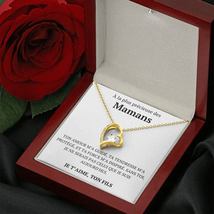 Collier avec un message d'amour "À la plus précieuse des mamans"